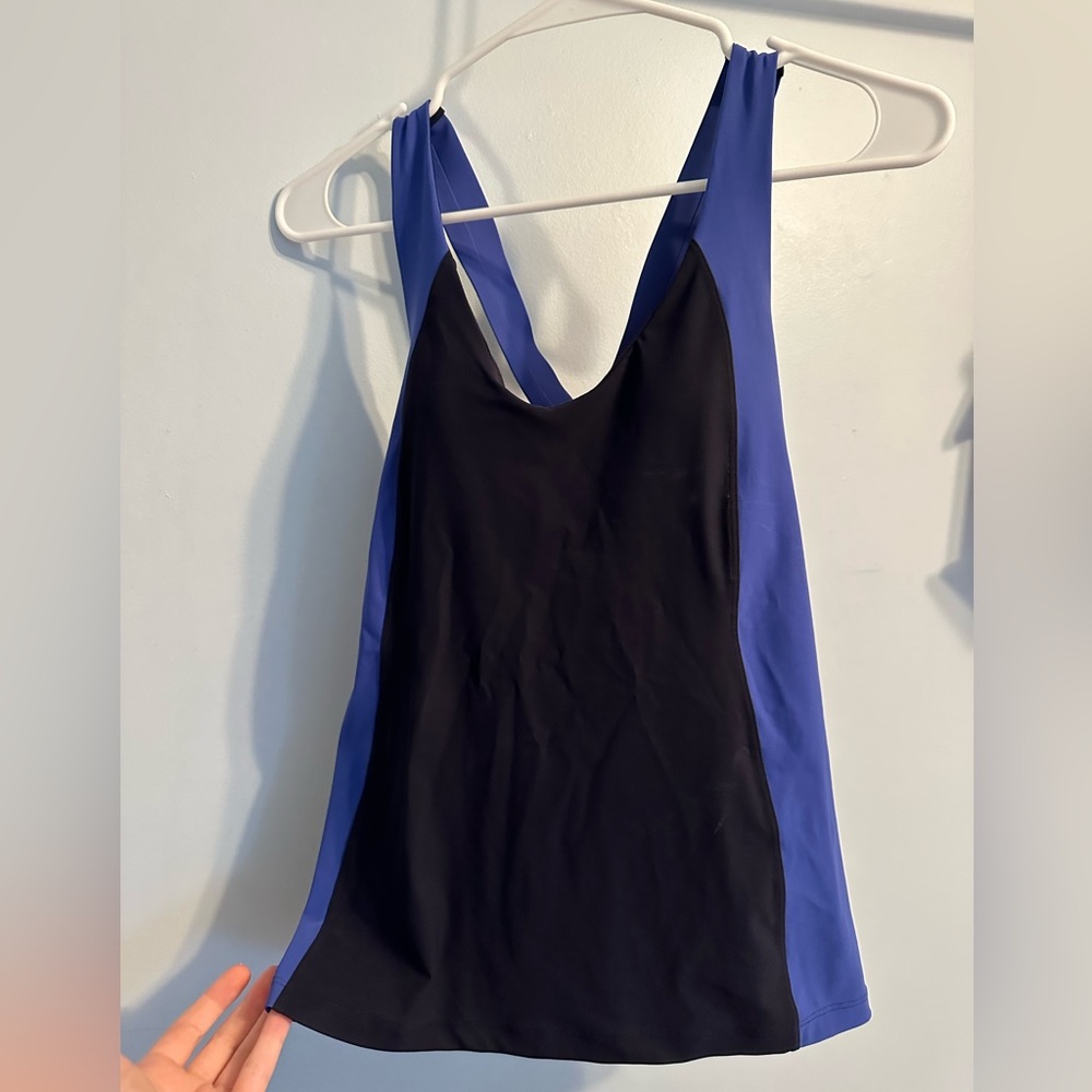 Blue and black Lululemon tanktop